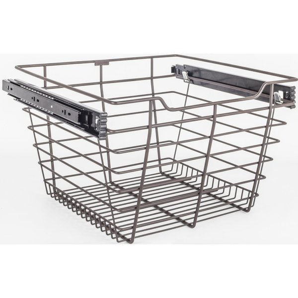 Hardware Resources Dark Bronze Closet Pullout Basket with Slides 16"Dx17"Wx11"H POB1-161711ORB